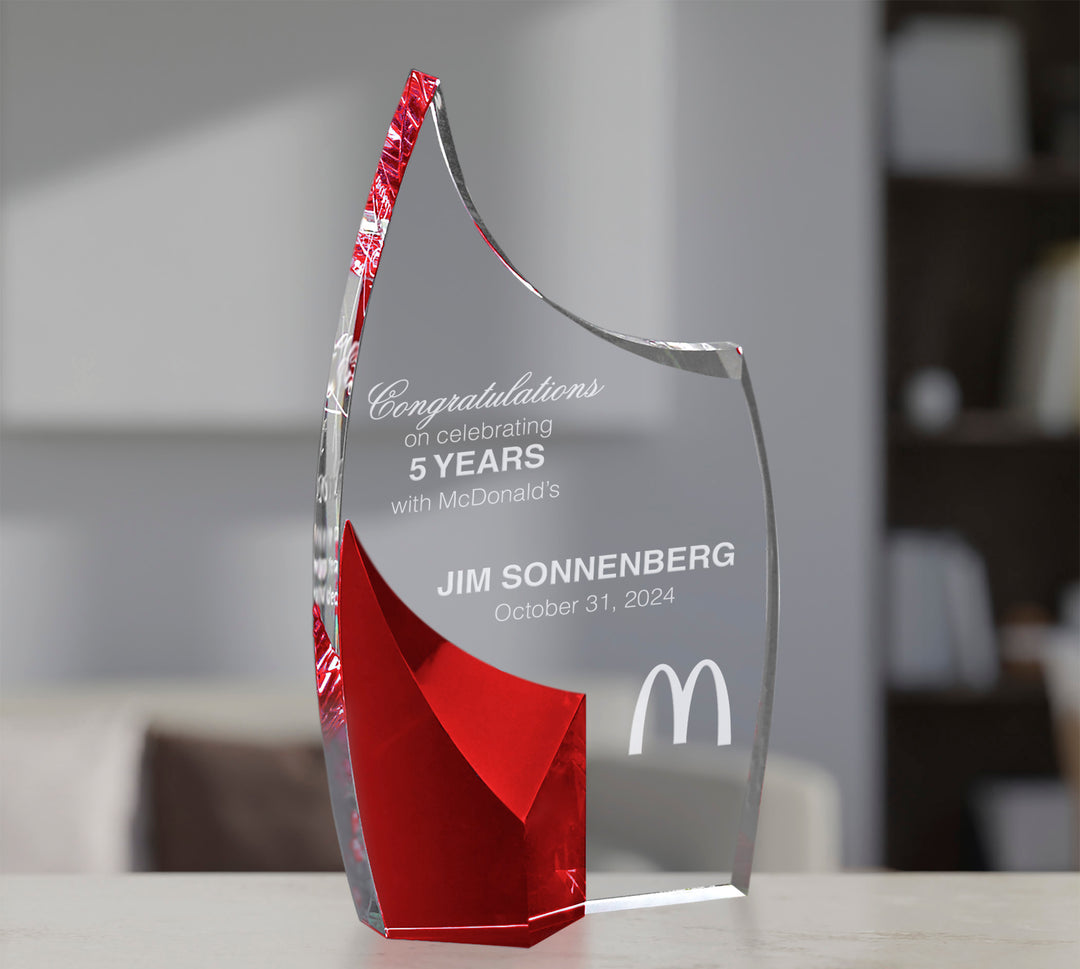 McDonald’s Deep Etched Red Accent Crystal Award