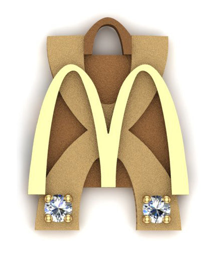 McDonald's Ten-Year Anniversary Charm – Golden Arches with Gemstone Accent