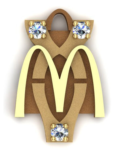 McDonald's Fifteen-Year Anniversary Charm – Golden Arches with Gemstone Accent
