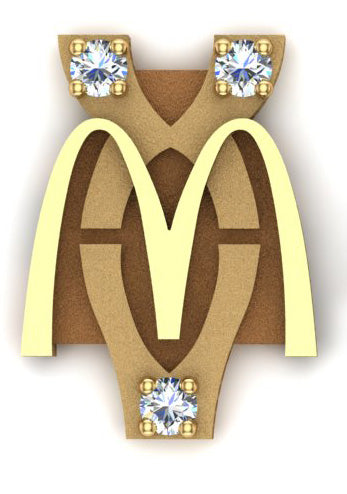 McDonald's Fifteen-Year Anniversary Lapel Tac – Golden Arches with Gemstone Accent