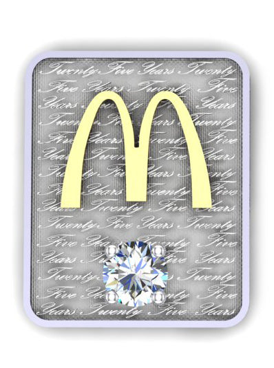 McDonald's Twenty-Five Year Anniversary Lapel Tac – Silver Engraved Edition