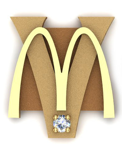 McDonald's Five-Year Anniversary Lapel Tac – Golden Arches with Gemstone Accent