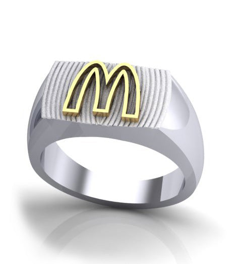 McDonald’s Lady’s 14K White Gold Ring with Outlined Yellow Gold Arches