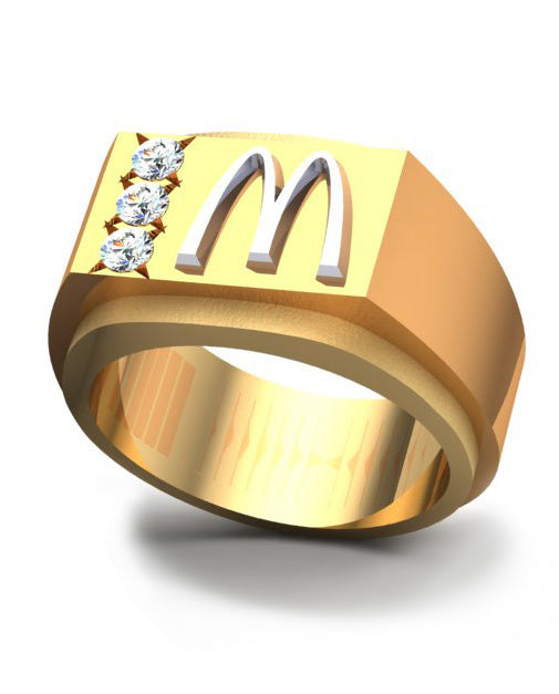 McDonald’s Men’s 14K Yellow Gold Double Band Ring with 3 Diamonds