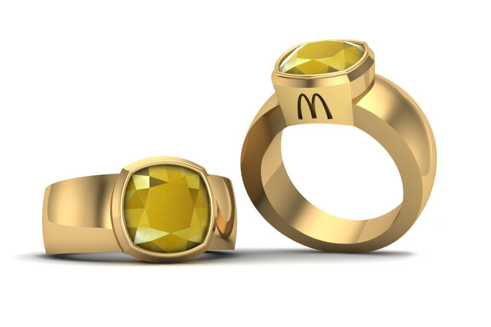 McDonald’s Men’s 14K Yellow Gold Ring with Golden Sapphire and Subtle Arches