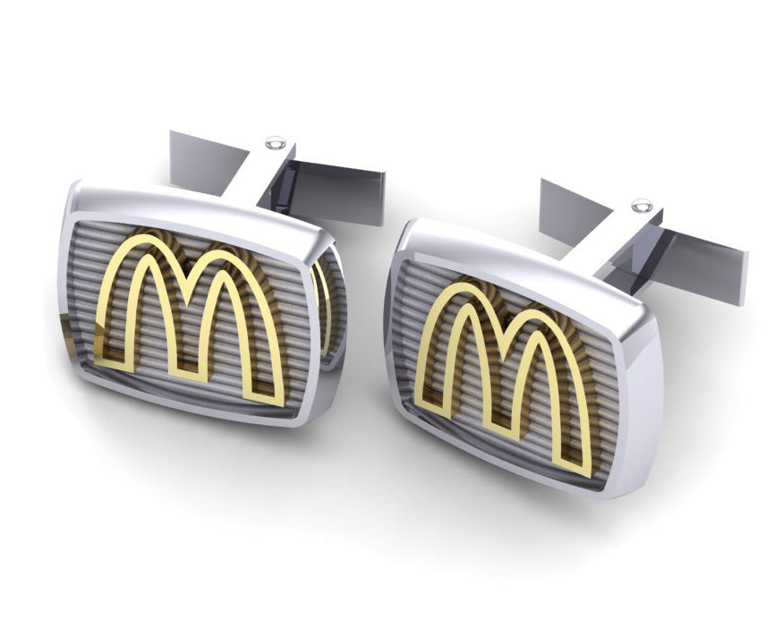 McDonald’s Men’s 14K White Gold Cuff Links with Outlined Arches