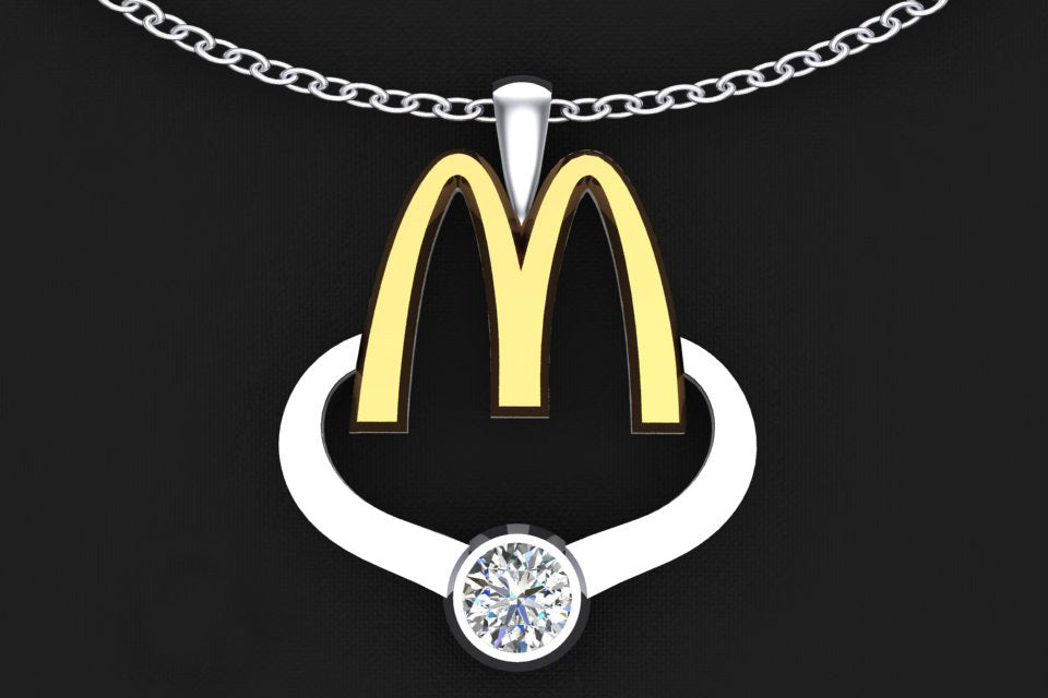 McDonald’s 14K Two-Tone Diamond Drop Pendant with Golden Arches