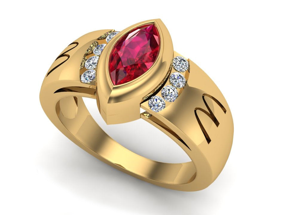 McDonald’s Lady’s Fashion Ring with Marquis Ruby & Diamond Accents