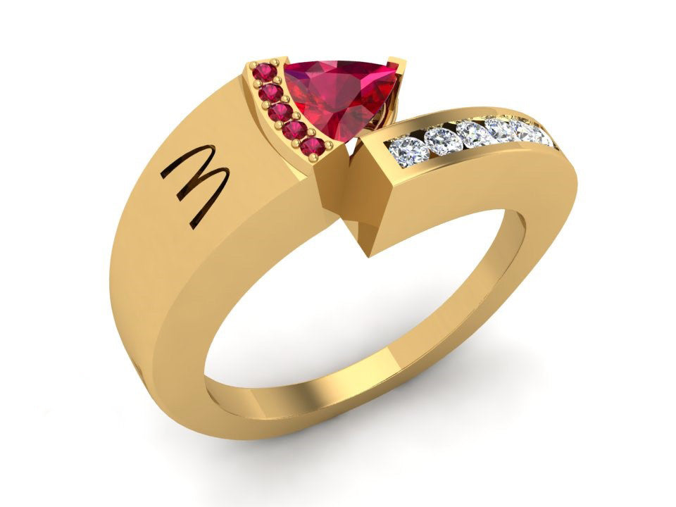 McDonald’s Lady’s Fashion Ring with Trillion Ruby & Channel Set Diamonds