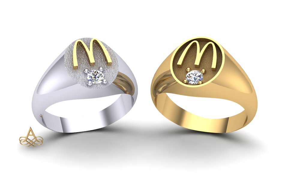 McDonald's Ladies' Sterling Silver Ring with Arch and Diamond  – Iconic Arch Collection