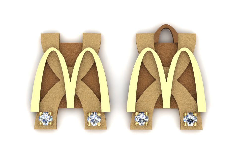 McDonald's Ten-Year Anniversary Pin or Charm – Double Gemstone Golden Arches