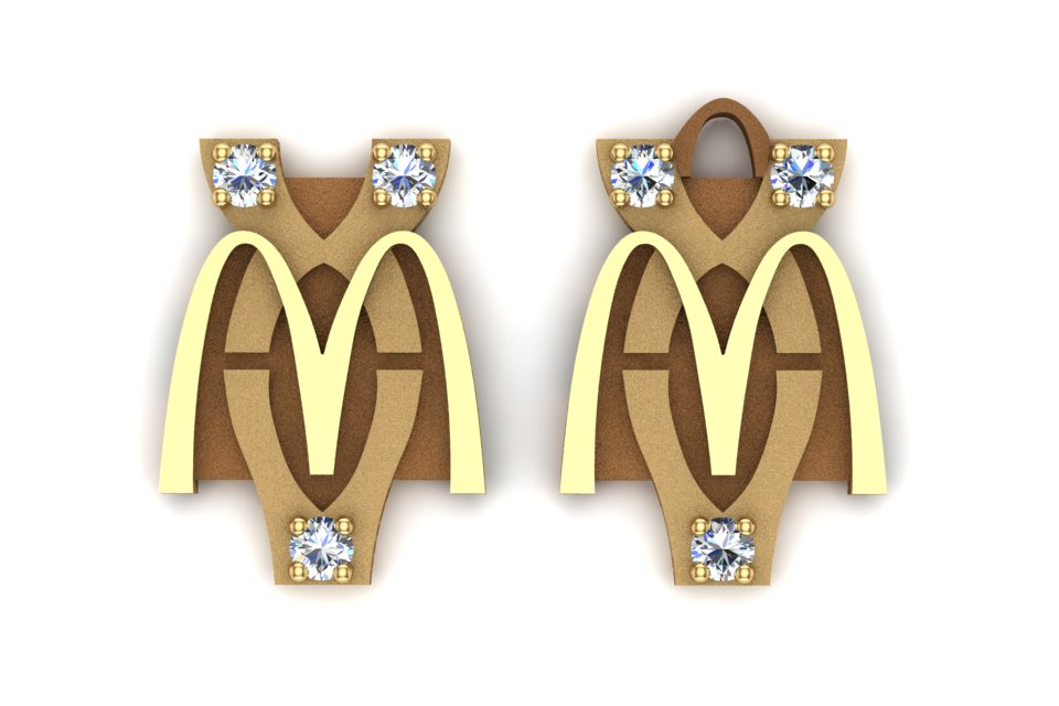 McDonald's Fifteen-Year Anniversary Pin or Charm – Triple Gemstone Golden Arches