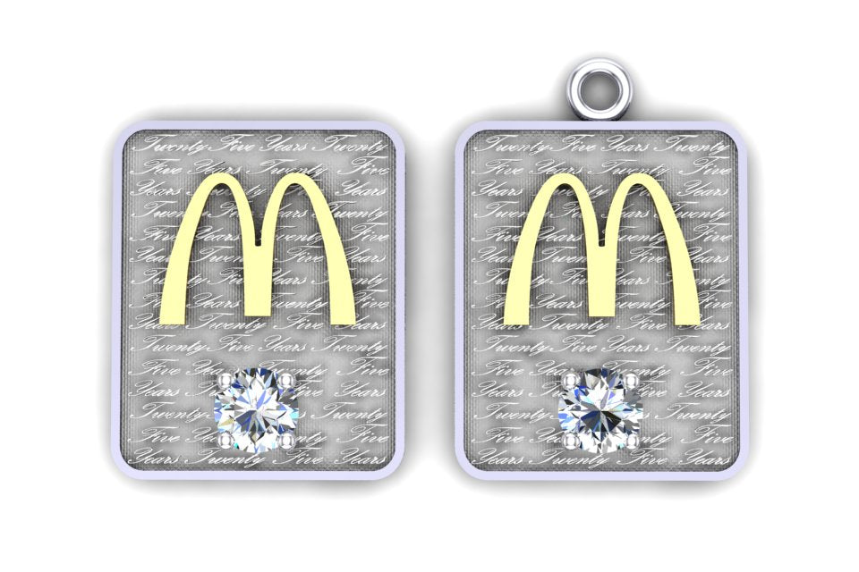 McDonald's Twenty-Five Year Anniversary Pin or Charm – Silver Engraved Edition