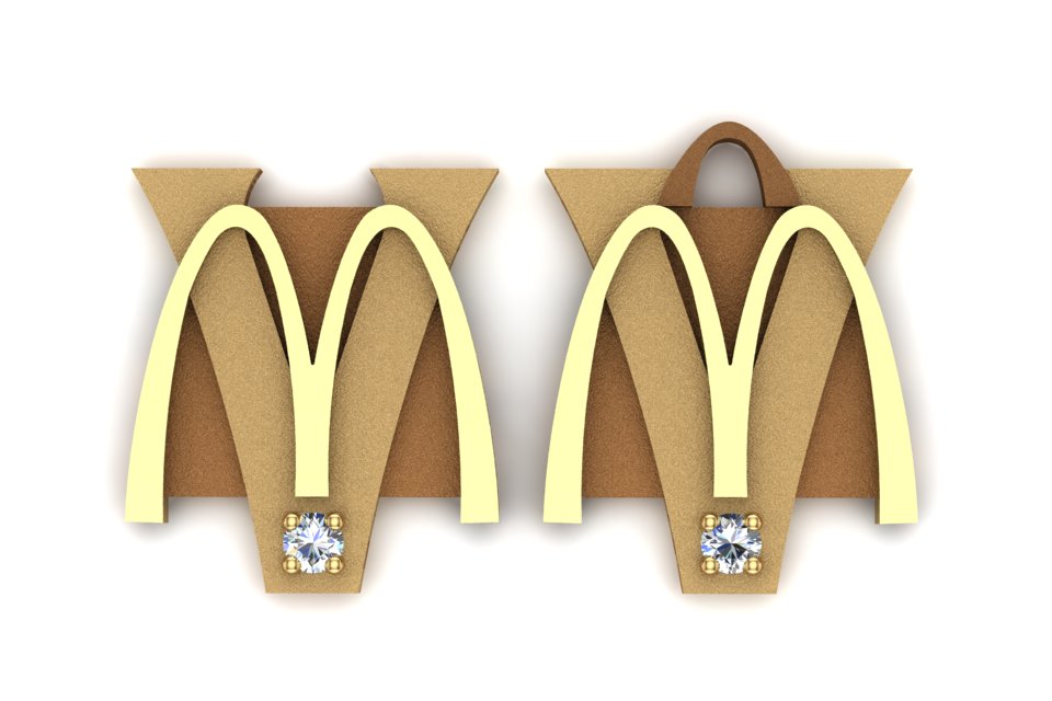 McDonald's Five-Year Anniversary Pin or Charm – Golden Arches with Gemstone Accent