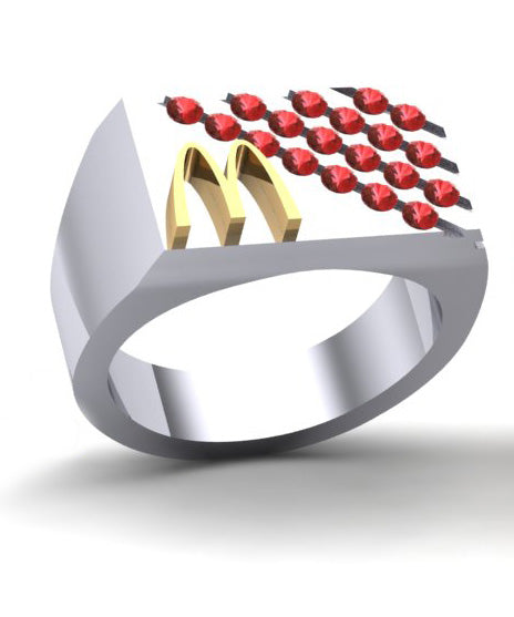 McDonald’s Man’s 14K Gold Fashion Ring with Diagonal Cuts and 19 Stones – 0.63 ctw