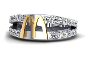 McDonald’s Lady’s White Gold Split Shank Ring with Diamonds