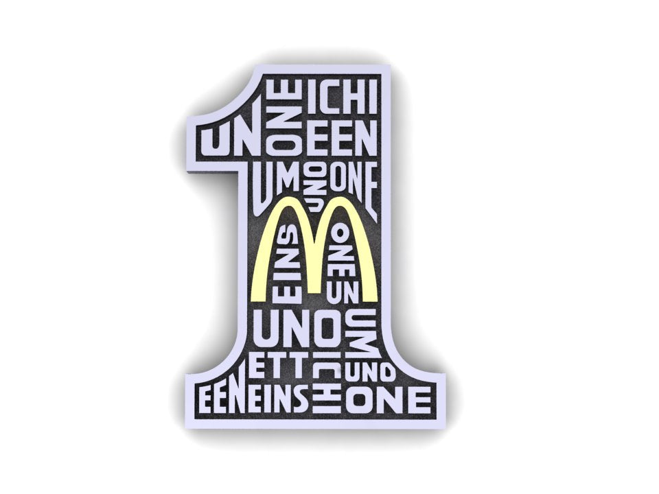 McDonald's One-Year Anniversary Pin – Multilingual "1" Design