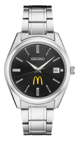 Seiko McDonald's Men's Essential Silver Watch with Black Dial